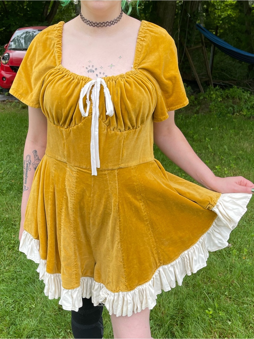 Yellow Velvet Romper